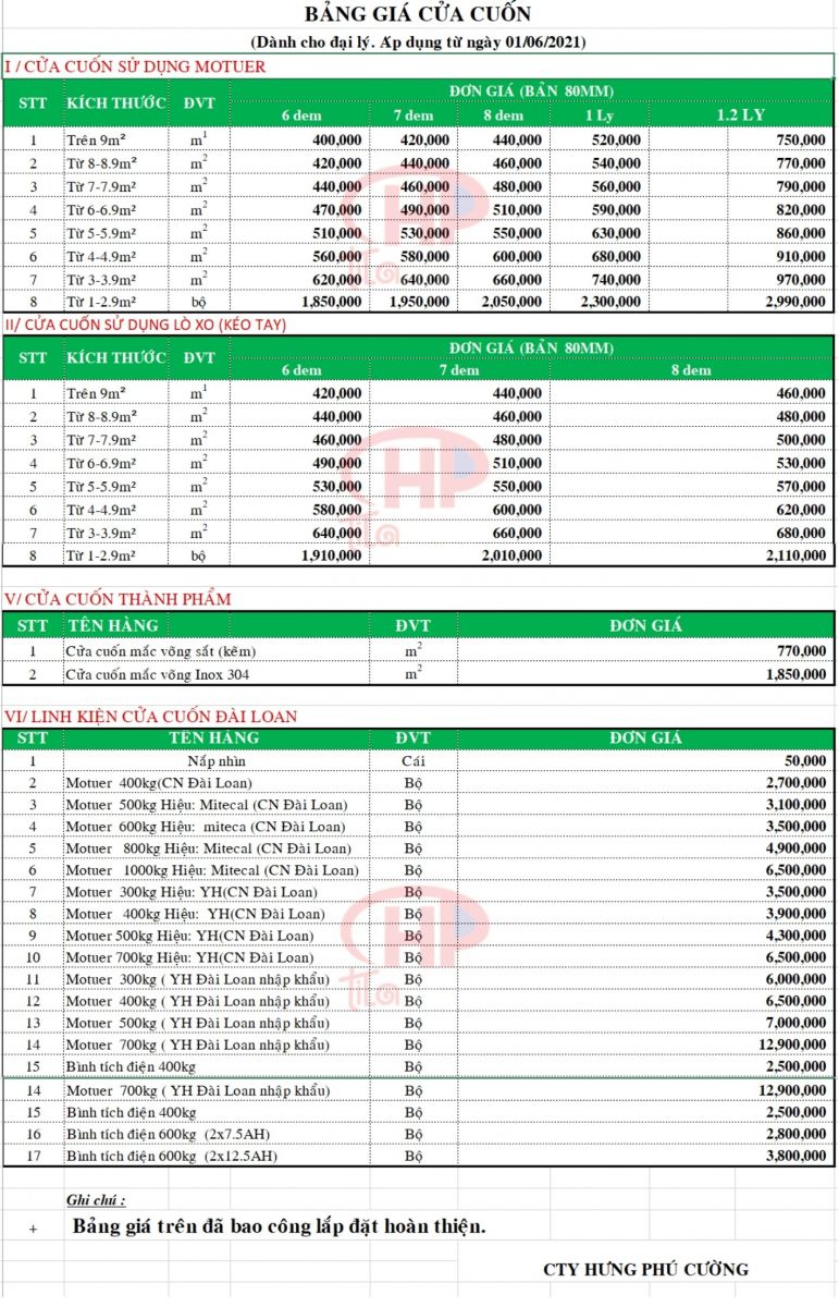 báo giá của cuốn đài loan tphcm