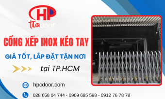 Cung cấp cổng xếp inox kéo tay giá tốt, lắp đặt tận nơi tại TPHCM